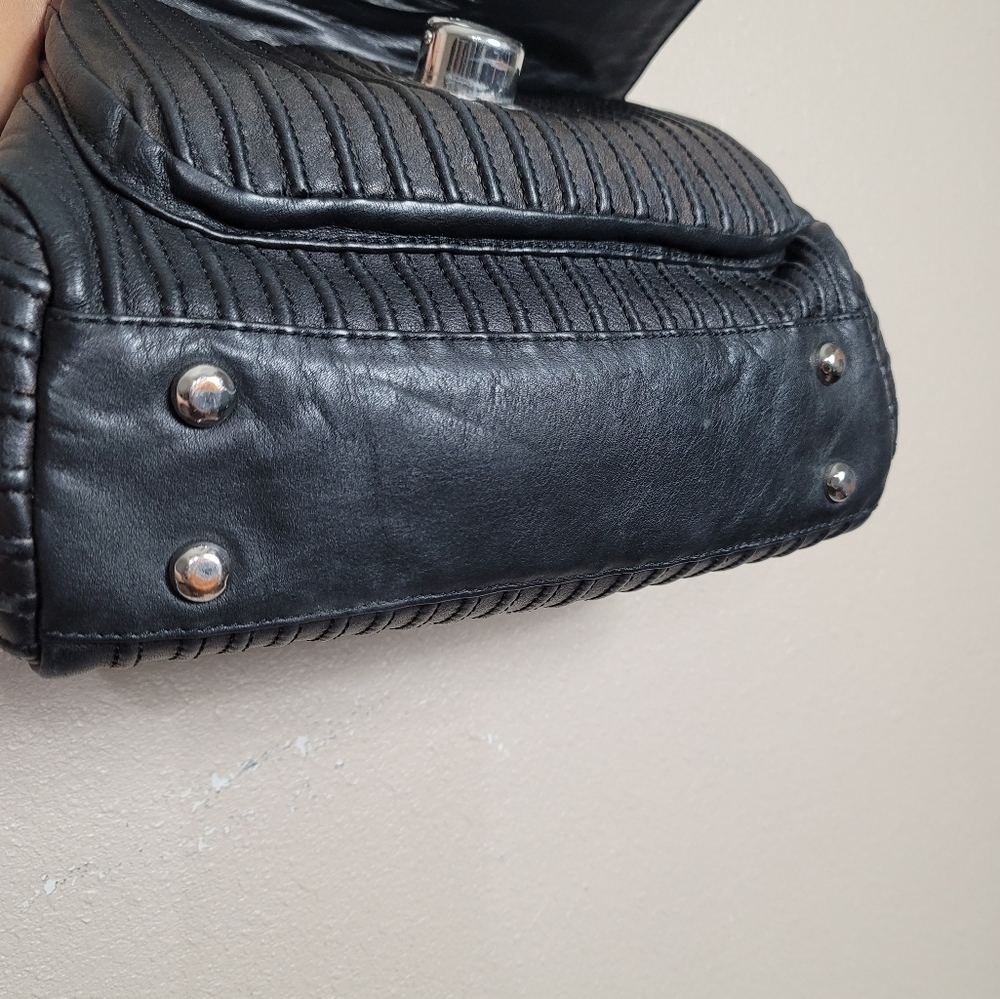 Karen Millen Luxury Leather Handbag Double Handle Black MINT Large - Picture 5 of 13